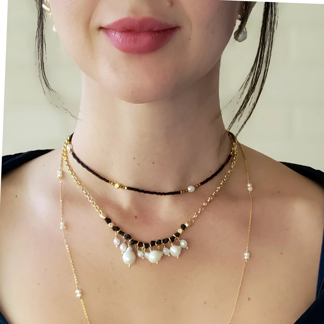 Alchemy Barok İncili Deri Kolye