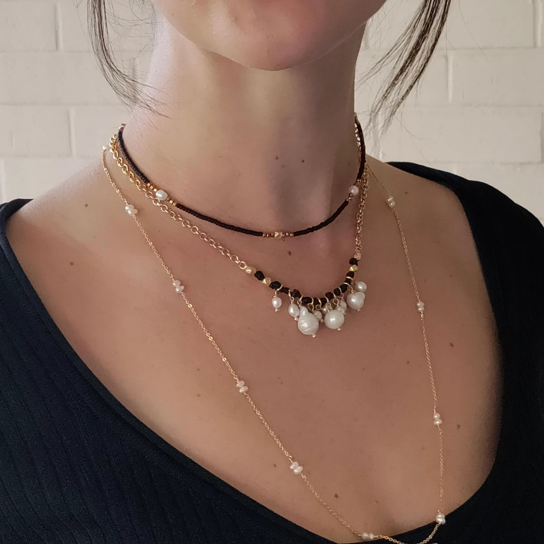 Alchemy Barok İncili Deri Kolye