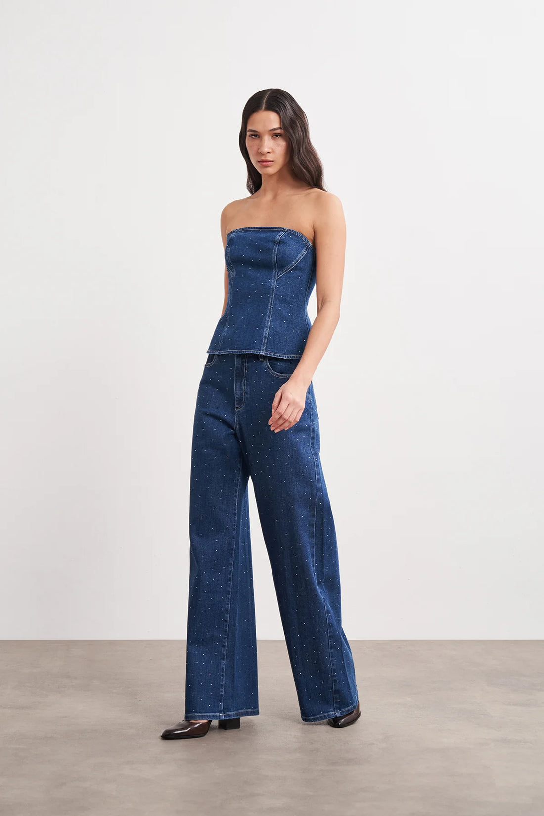 Hotfix Baskılı Denim Büstiyer