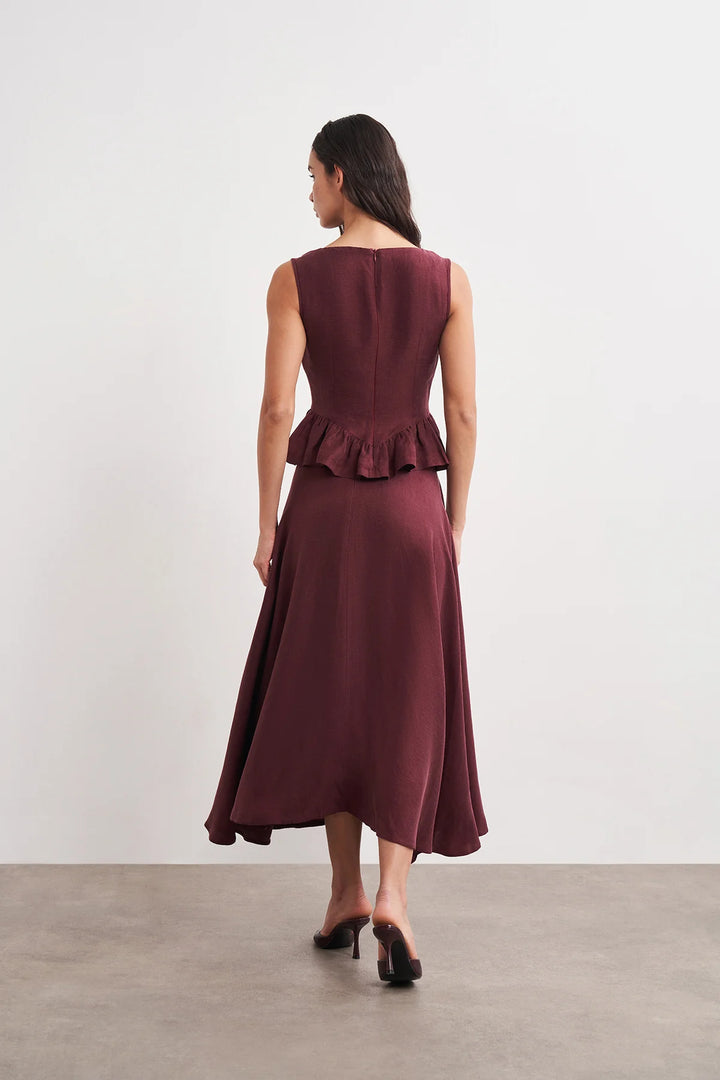 Yüksek Bel Keten Çan Etek