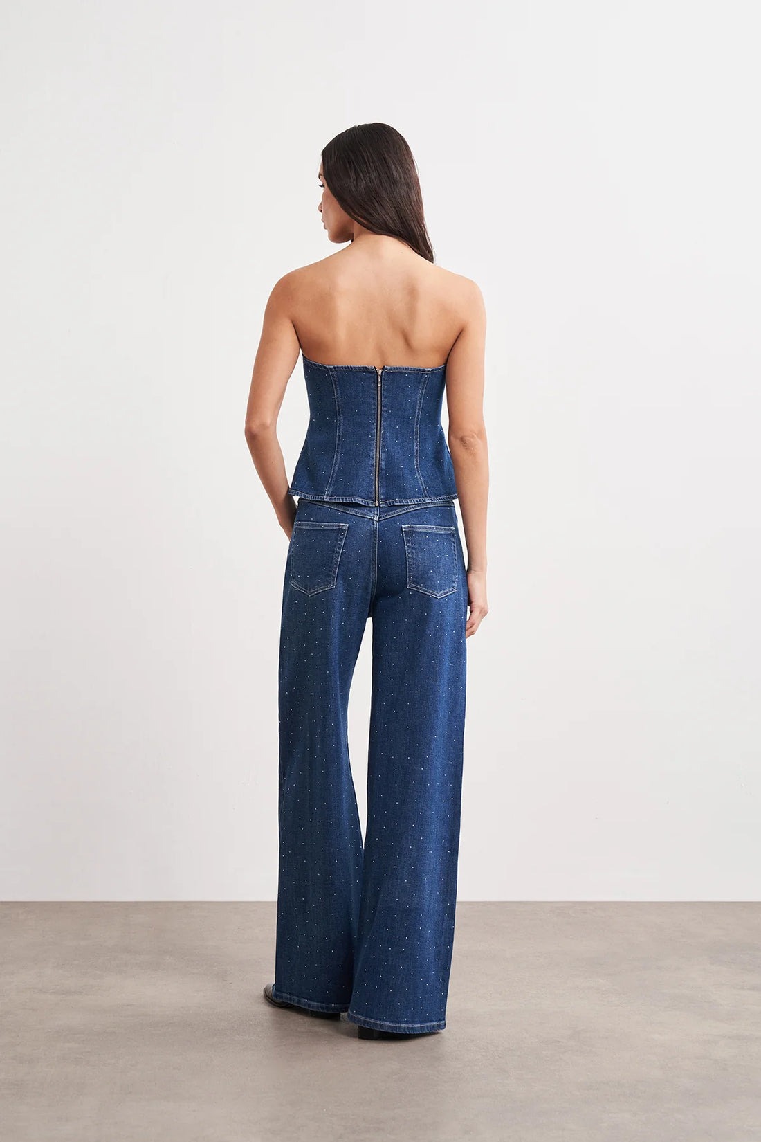 Hotfix Baskılı Denim Büstiyer