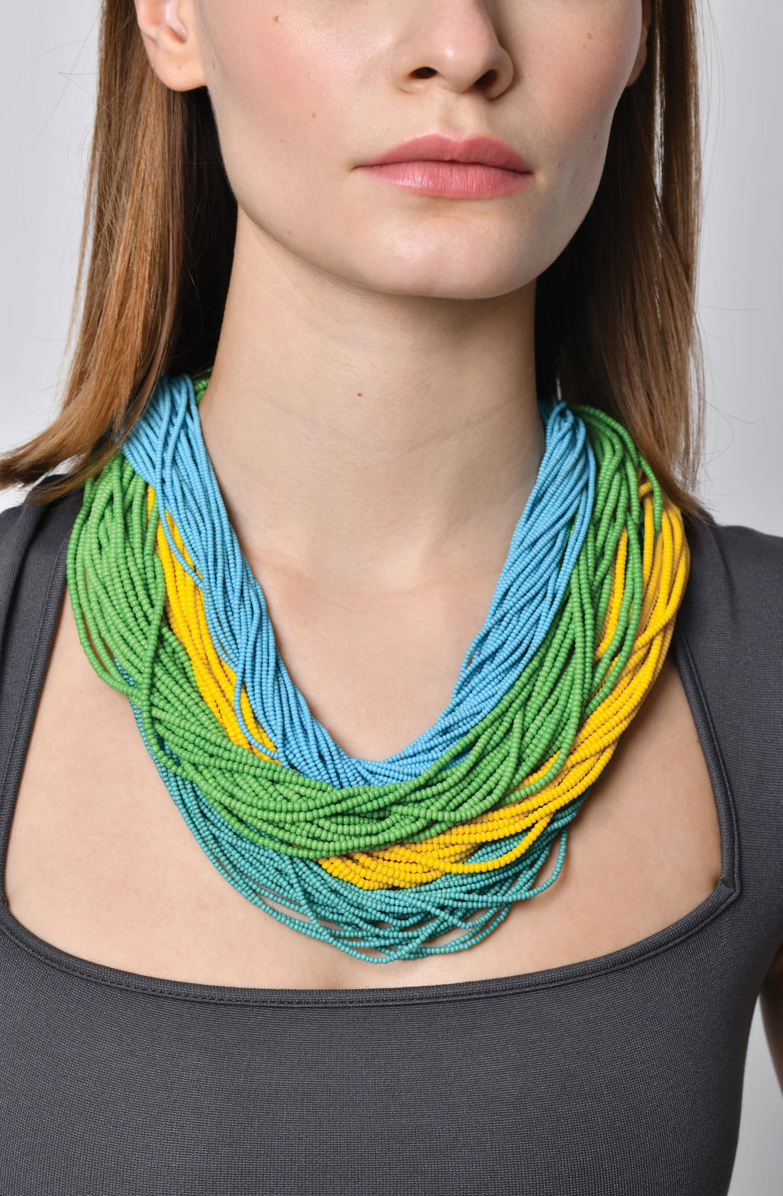 Maasai Glass Beads Multi Strand Necklaces / Green