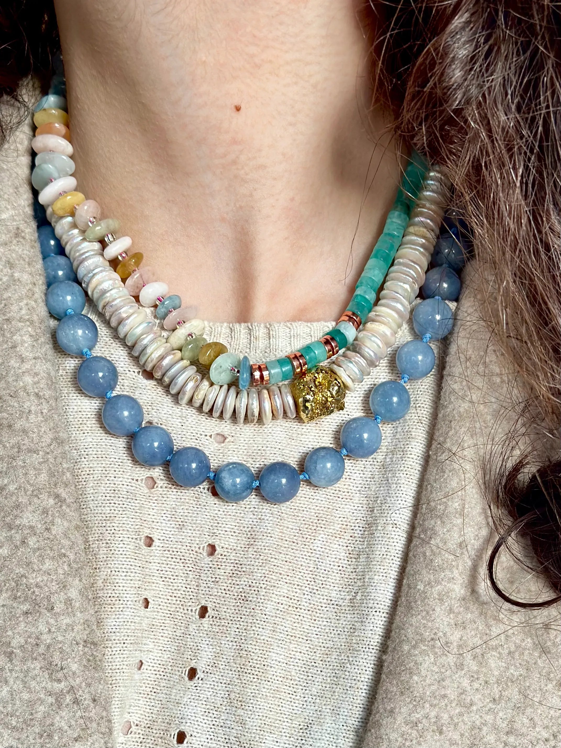 Meridia, Amazonit Doğal Taş Yeşil Kolye