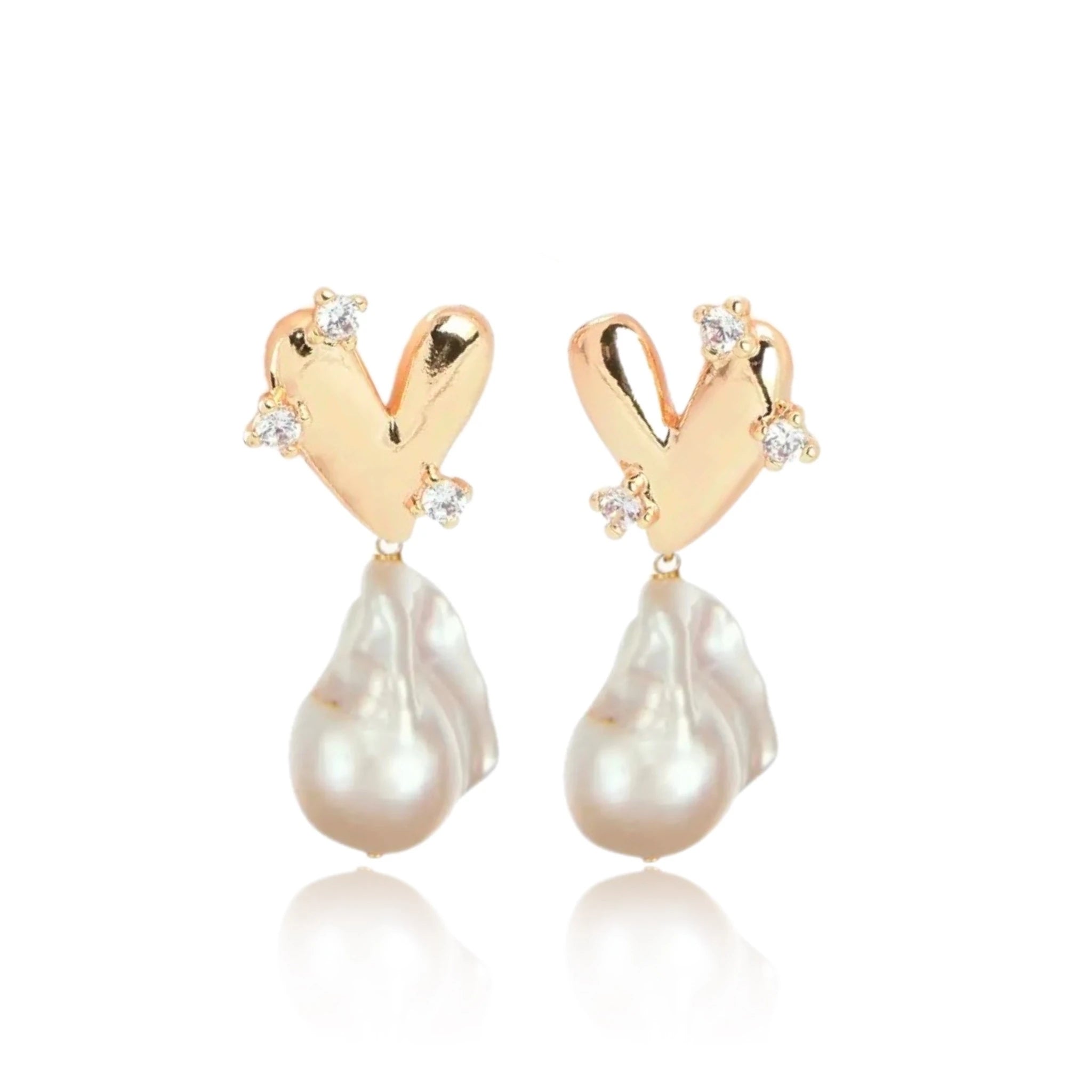 Hera Barok İncili Kalp Küpe