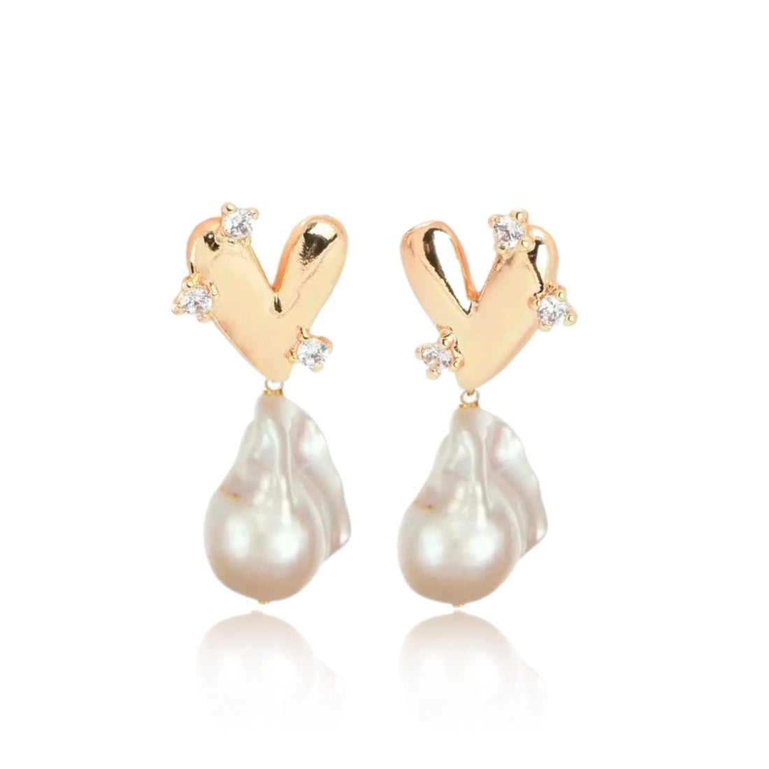 Hera Barok İncili Kalp Küpe