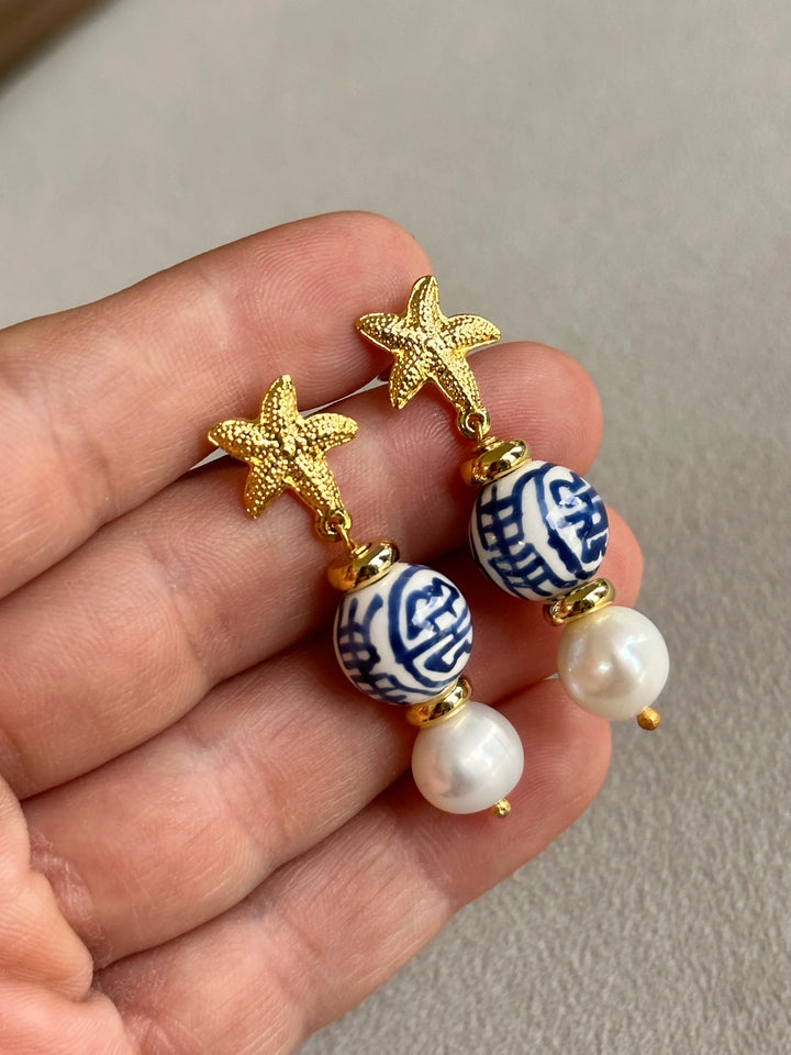 Lipari, Deniz Yıldızlı Porselen Küpe