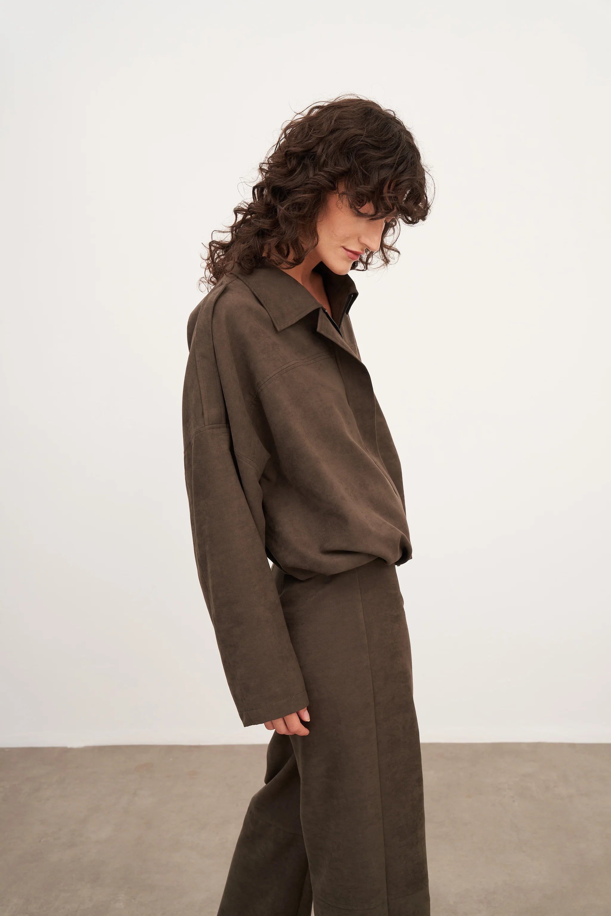 Haki Süet Balon Form Ceket