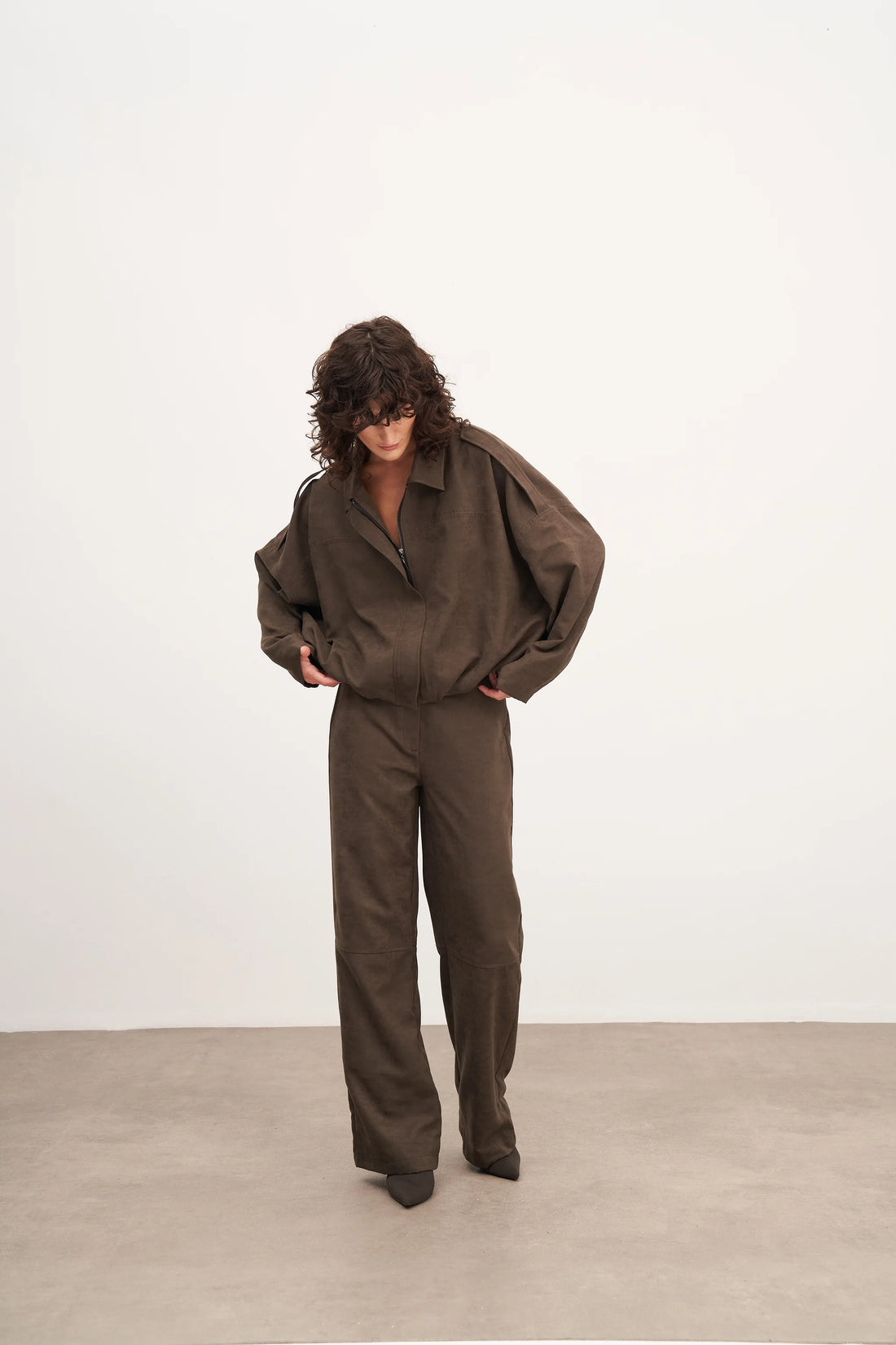 Haki Süet Balon Form Ceket