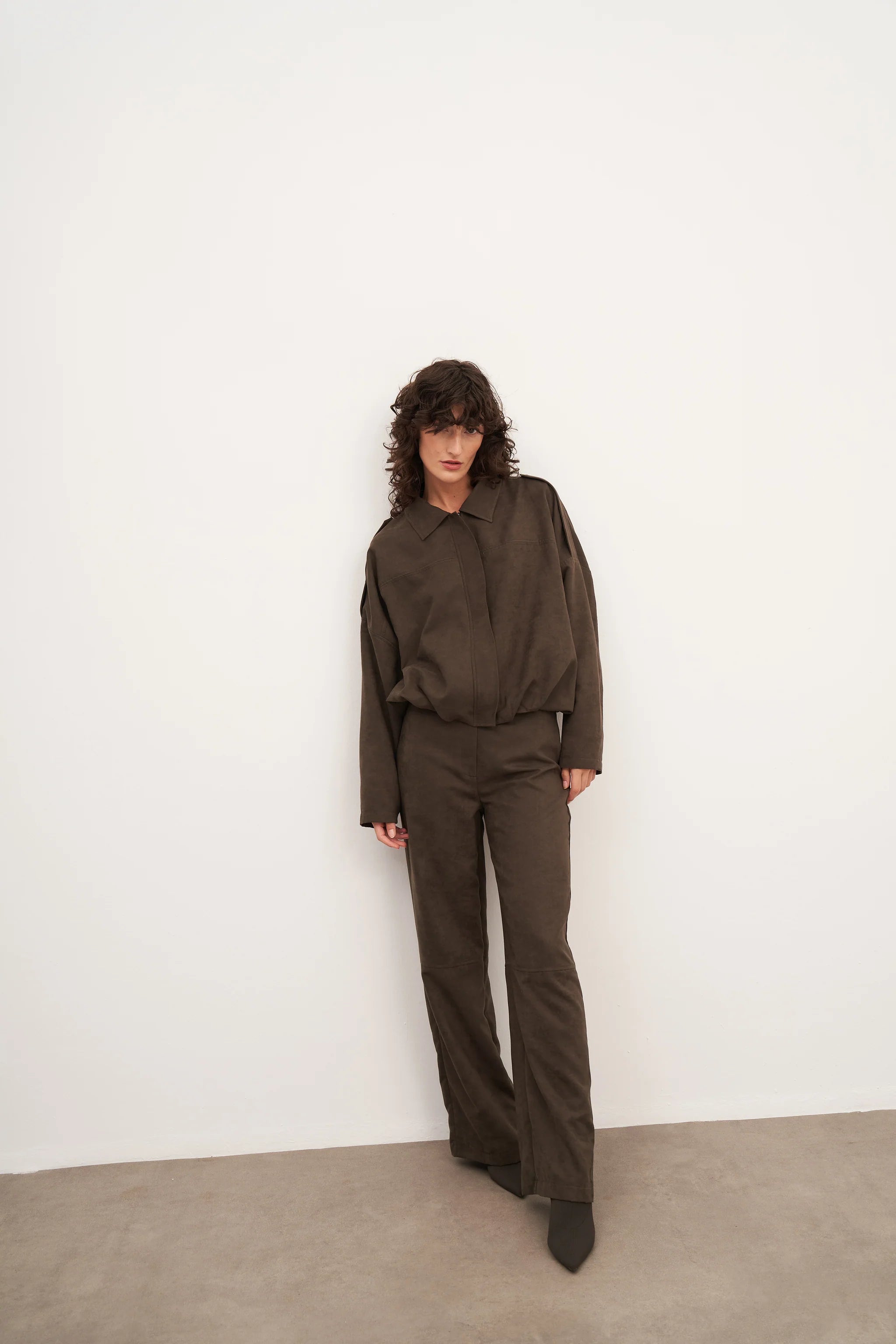 Haki Süet Balon Form Ceket