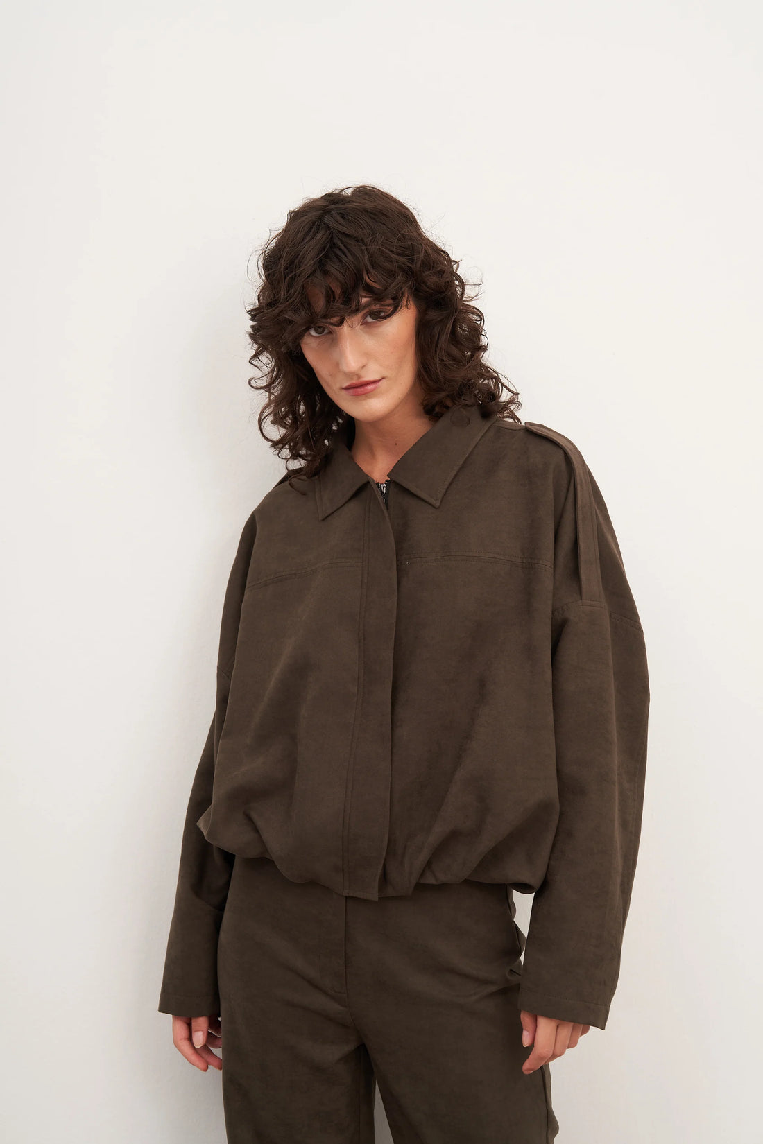 Haki Süet Balon Form Ceket