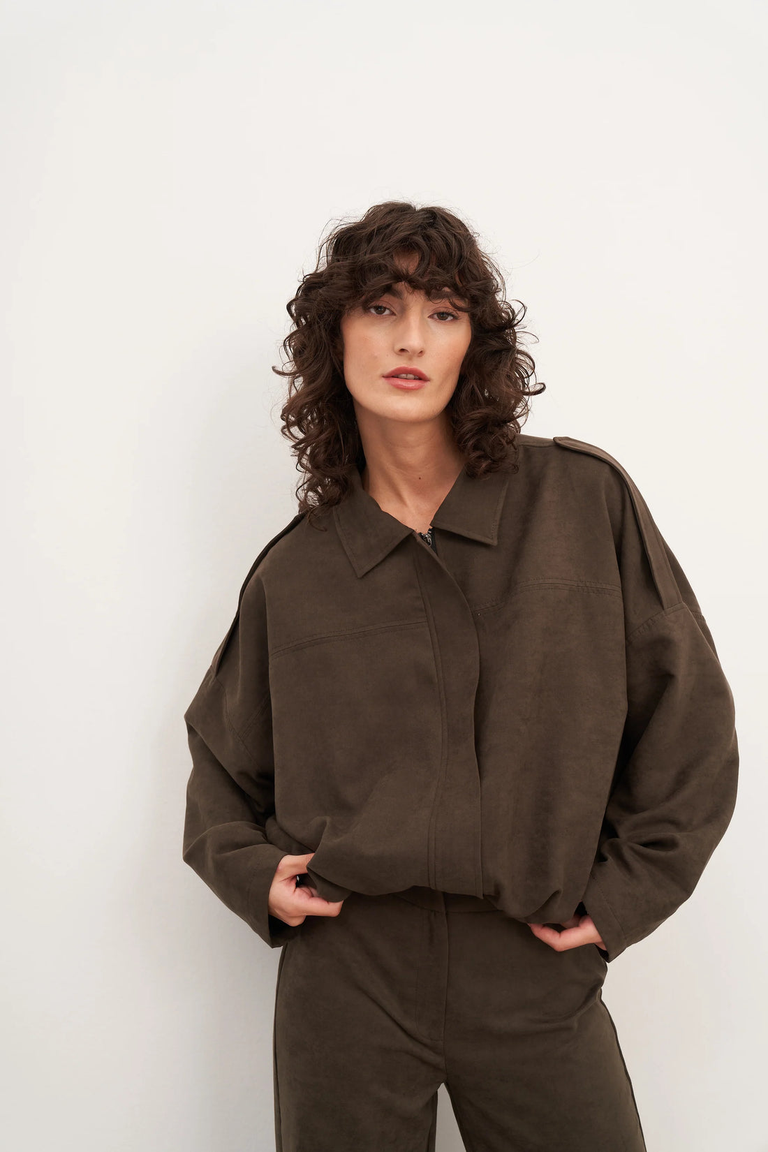 Haki Süet Balon Form Ceket